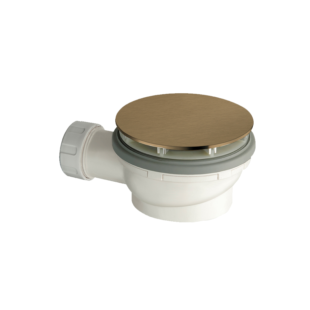 BONDE DE DOUCHE HAUTEUR 64 MM COUVERCLE EXTRA PLAT OR ROSE BROSSE PVD