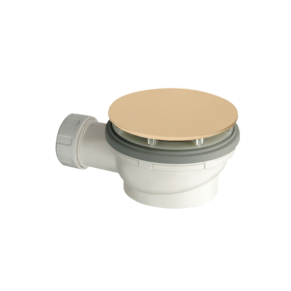 BONDE DE DOUCHE HAUTEUR 64 MM COUVERCLE EXTRA PLAT OR ROSE PVD