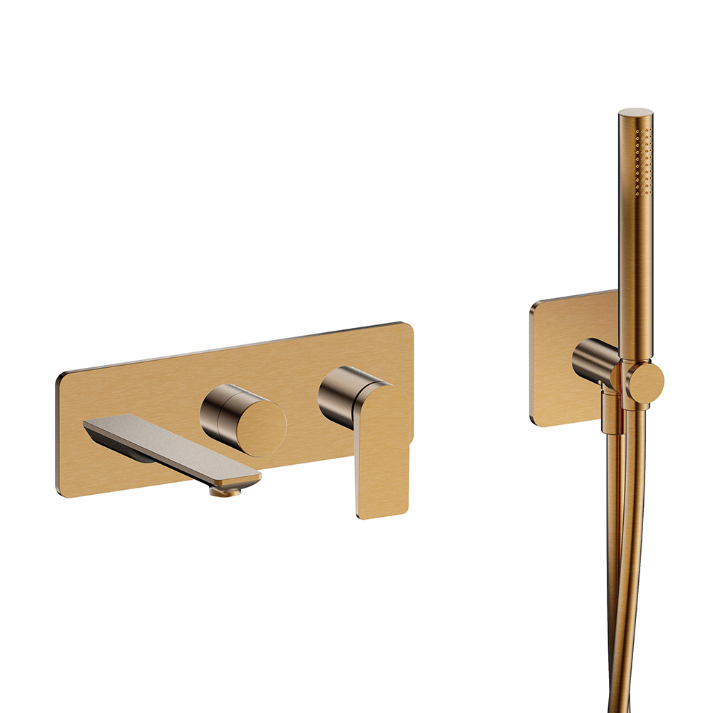 FACADE ENCASTRÉE BAIN DOUCHE 2 SORTIES OR ROSE BROSSE