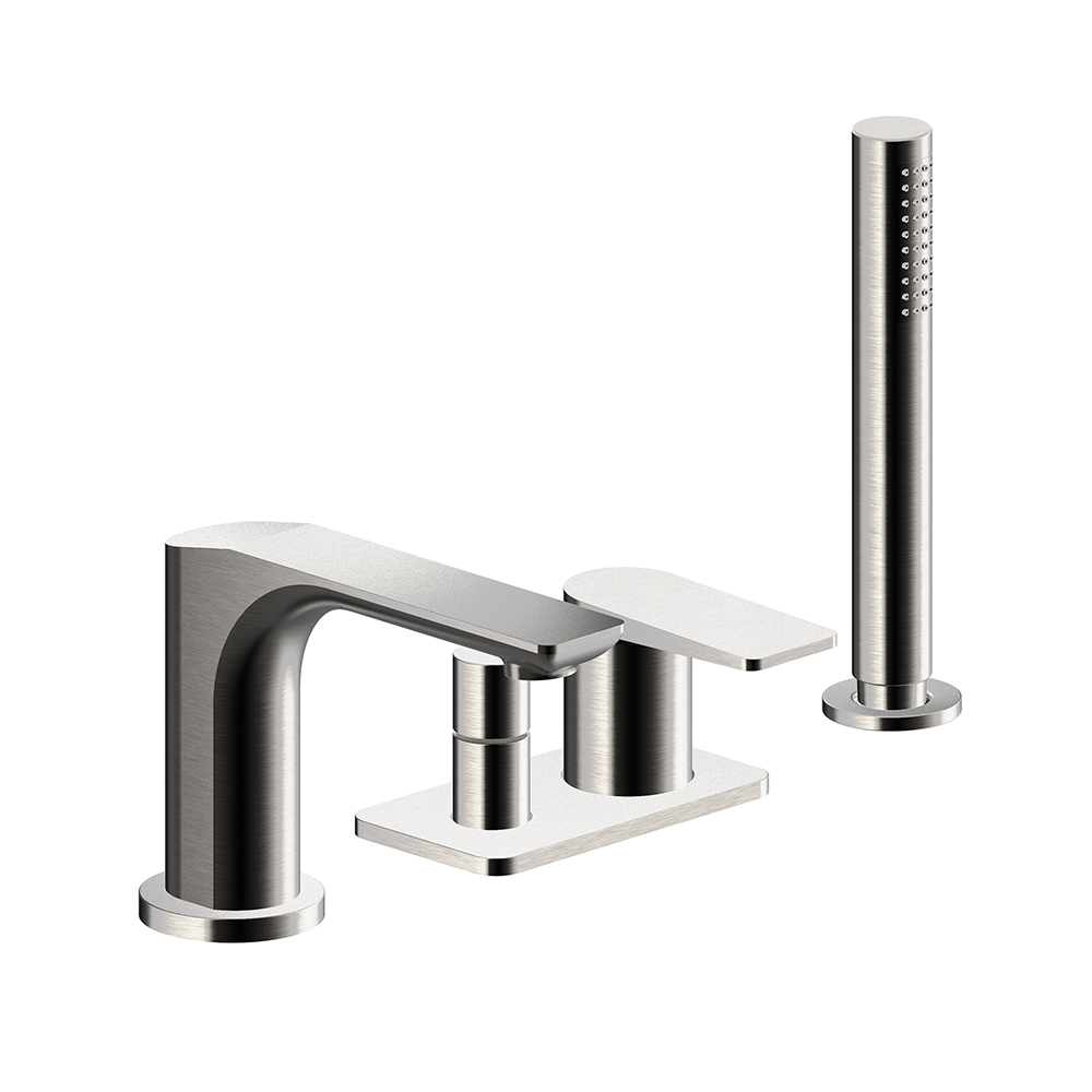 MITIGEUR BAIN-DOUCHE 4 TROUS SUR GORGE BLADE METAL BROSSE