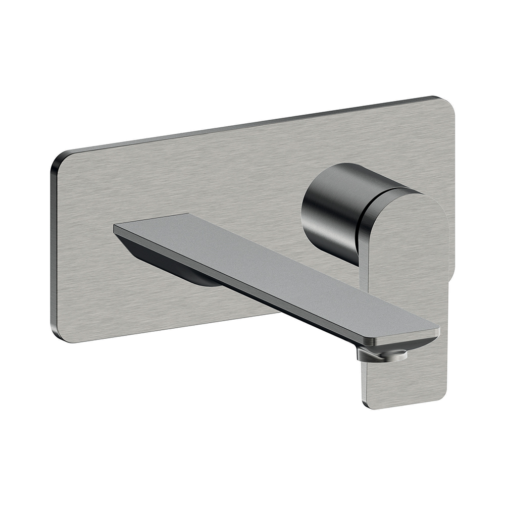 FAÇADE MITIGEUR LAVABO ENCASTRÉ BEC DE 225 MM METAL BROSSE