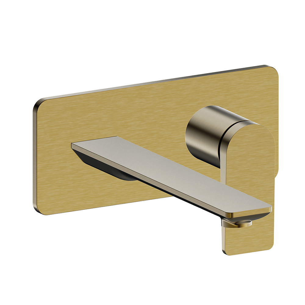 FAÇADE MITIGEUR LAVABO ENCASTRÉ BEC DE 225 MM OR BROSSE