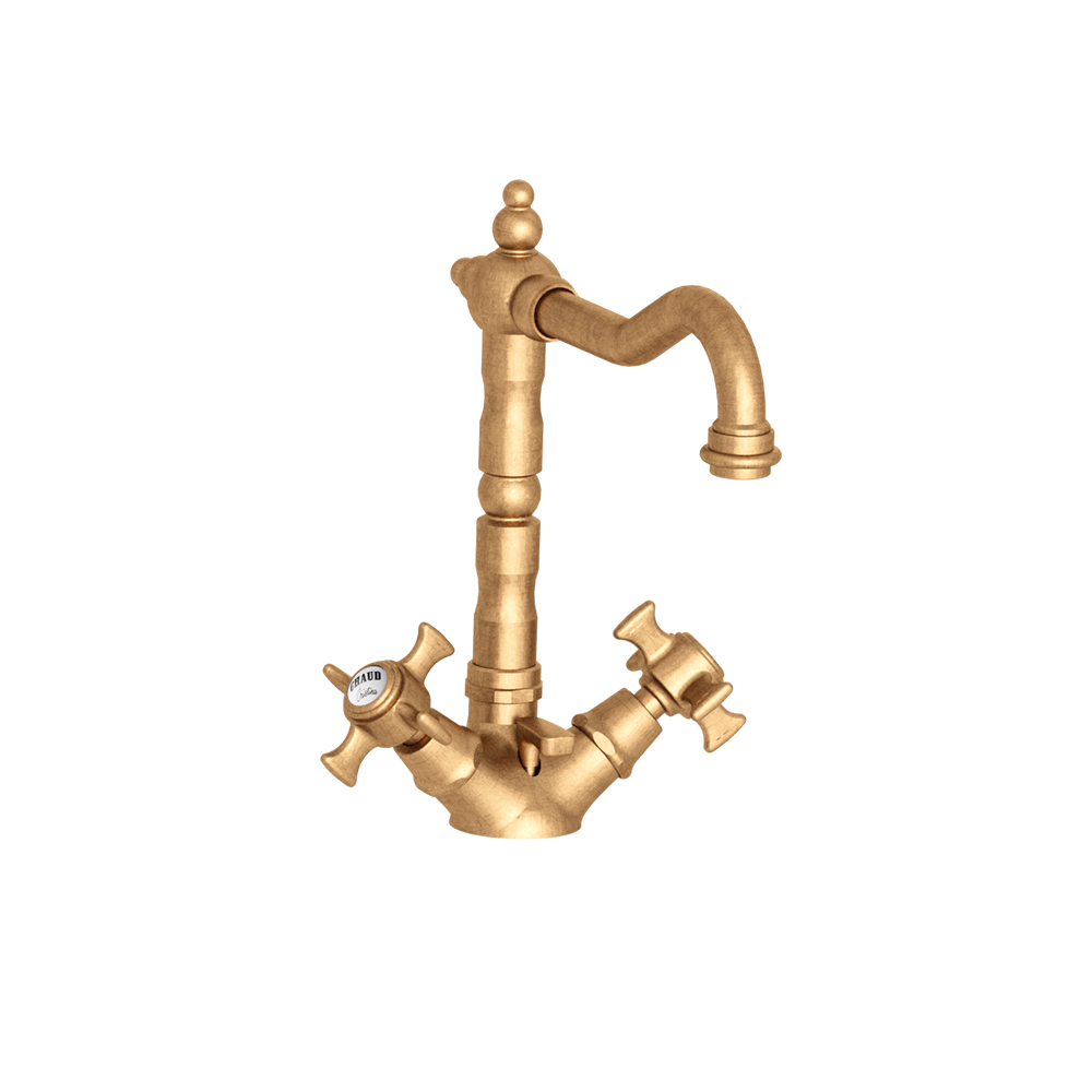 LAVABO CHAMBORD BEC POTENCE MOBILE VIEUX BRONZE +VIDAGE