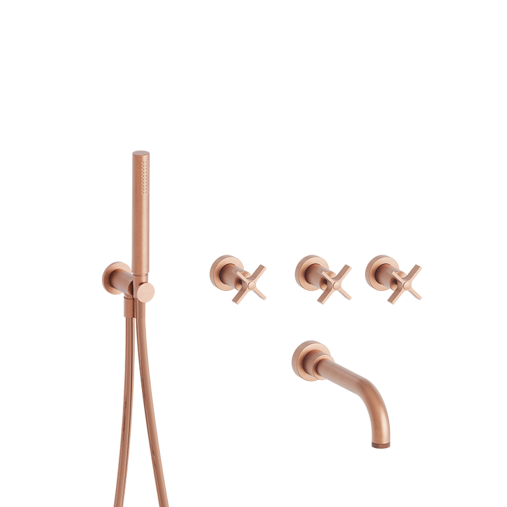 BAIN/DOUCHE ENCASTRE 2 SORTIES CROSS ROAD COMPLET OR ROSE BROSS***FIN