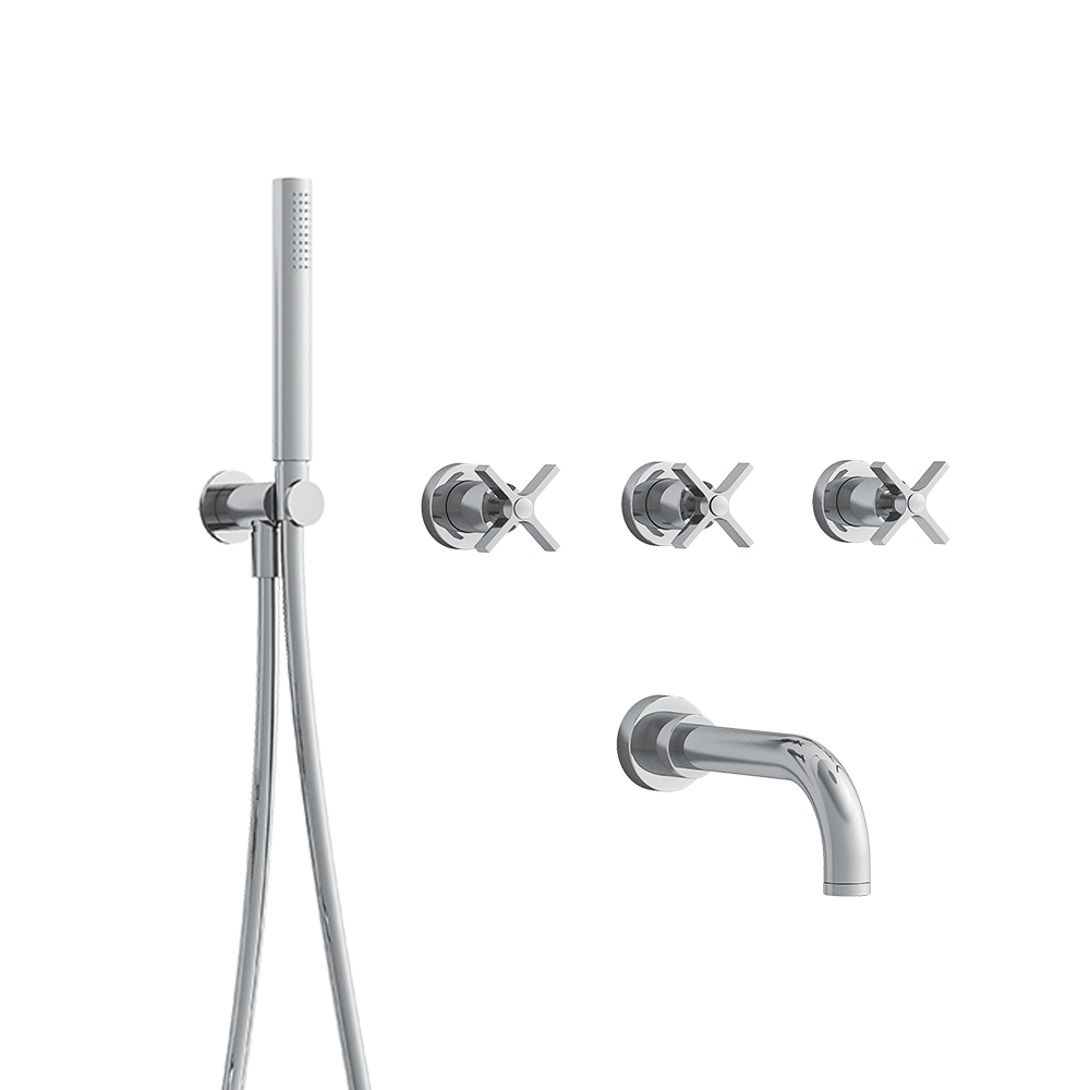 BAIN/DOUCHE ENCASTRE 2 SORTIES CROSS ROAD COMPLET CHROME