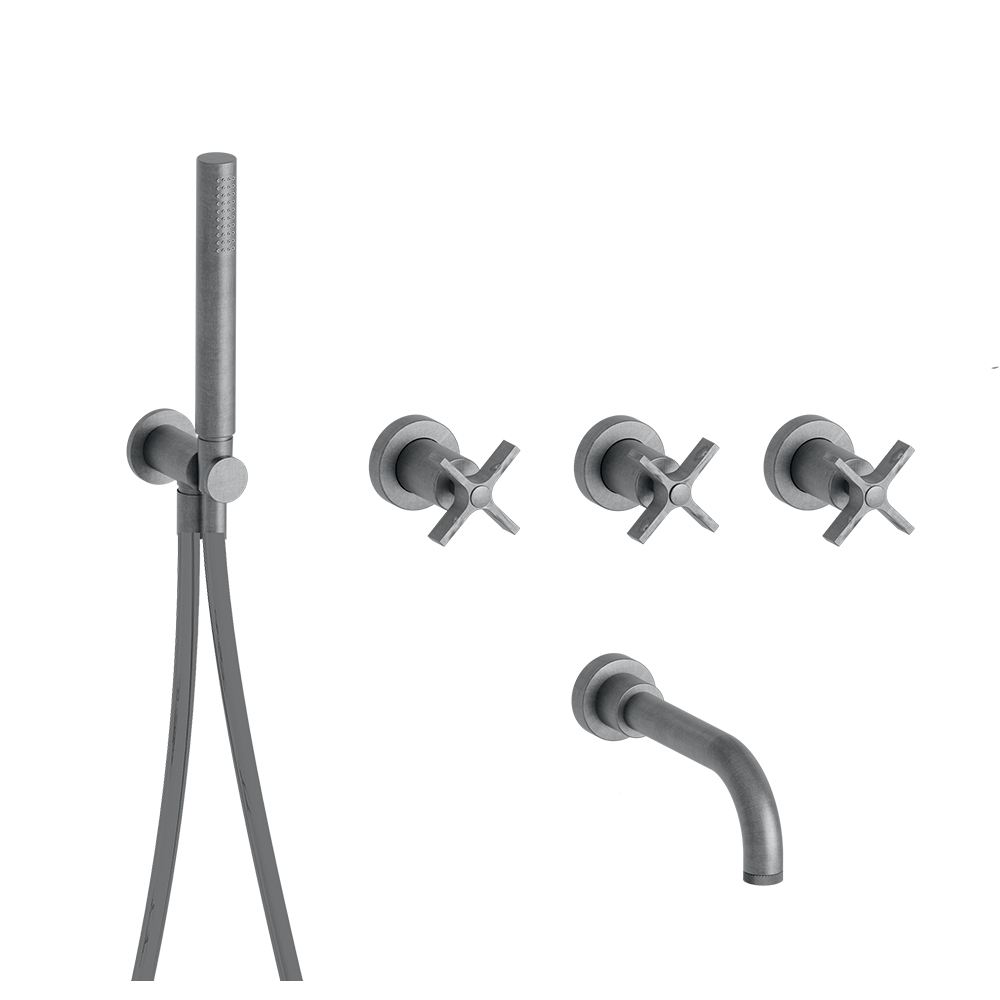 BAIN/DOUCHE ENCASTRE 2 SORTIES CROSS ROAD COMPLET METAL BROSSE***FIN