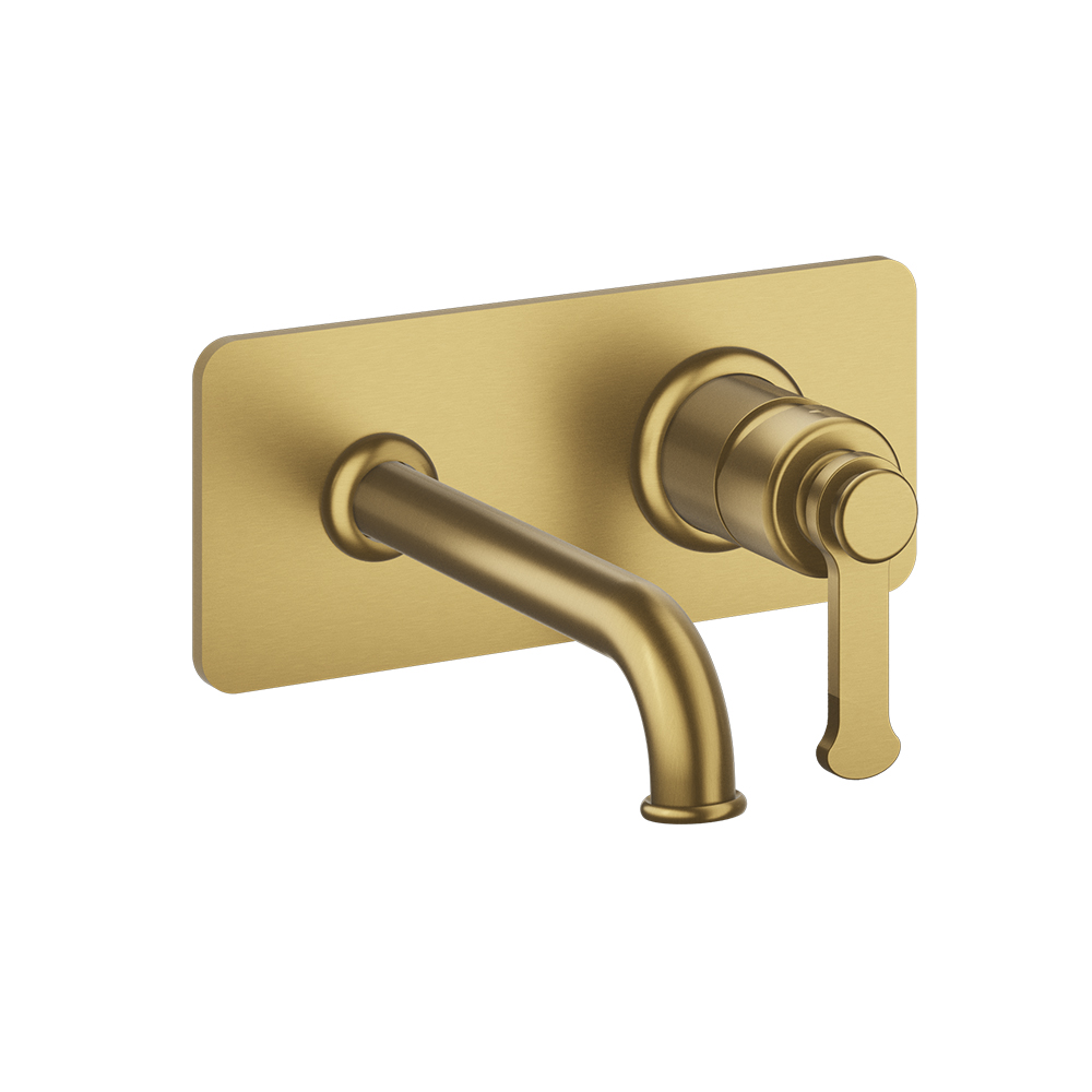 MITIGEUR LAVABO ENCASTRÉ AVEC PLAQUE BEC DE 225 MM OR BROSSE