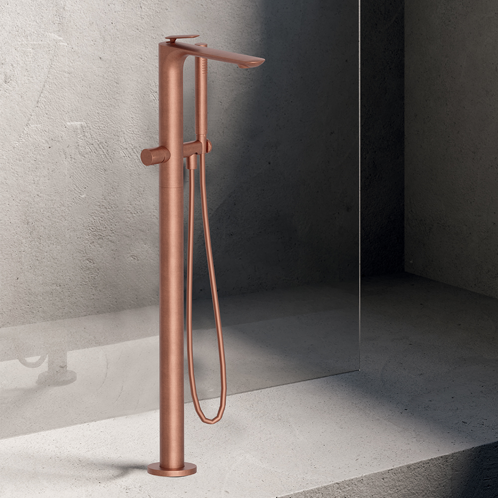 BAIN DOUCHE MITIGEUR MONOCOLONNE OR ROSE BROSSÉ
