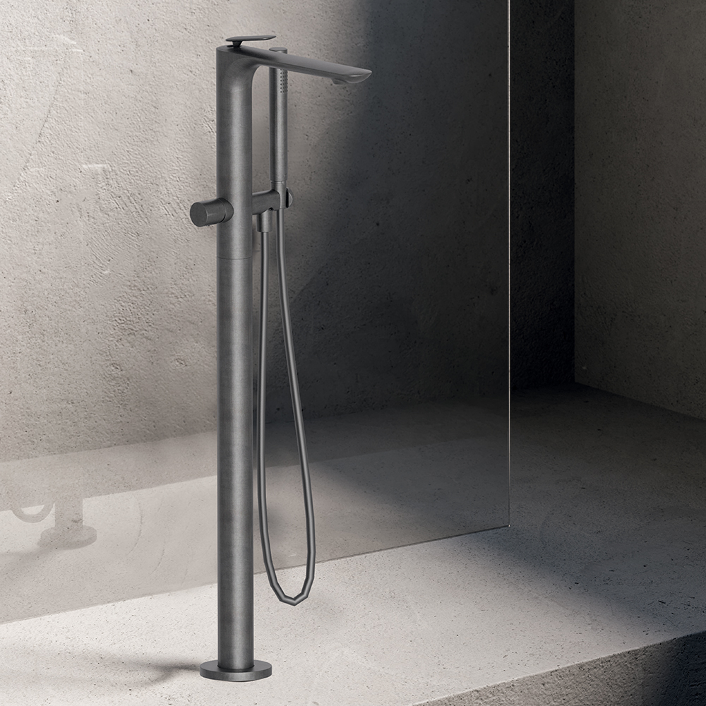 BAIN DOUCHE MITIGEUR MONOCOLONNE MÉTAL BROSSÉ
