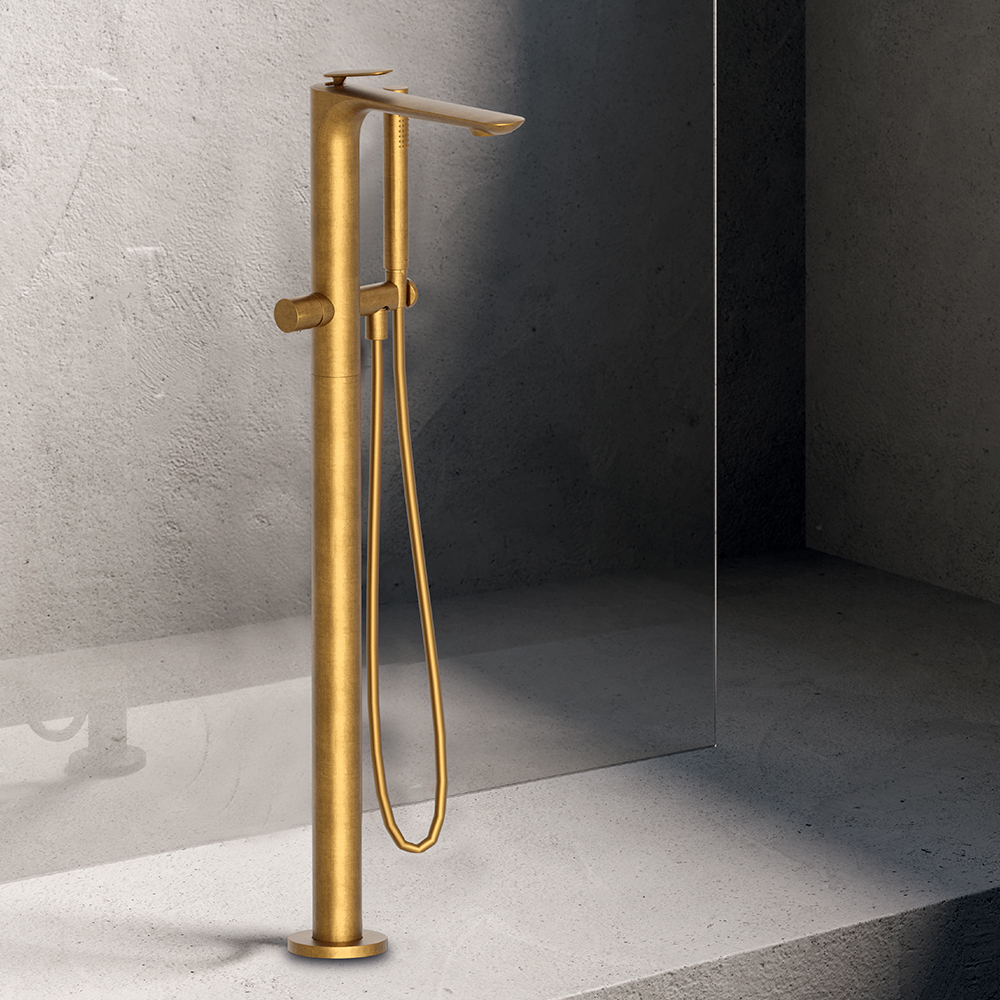 BAIN DOUCHE MITIGEUR MONOCOLONNE OR BROSSÉ