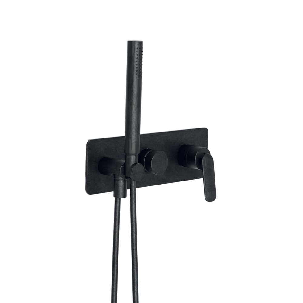 FACADE DOUCHE/BAIN DOUCHE 2 SORTIES CHROMÉ NOIR BROSSÉ