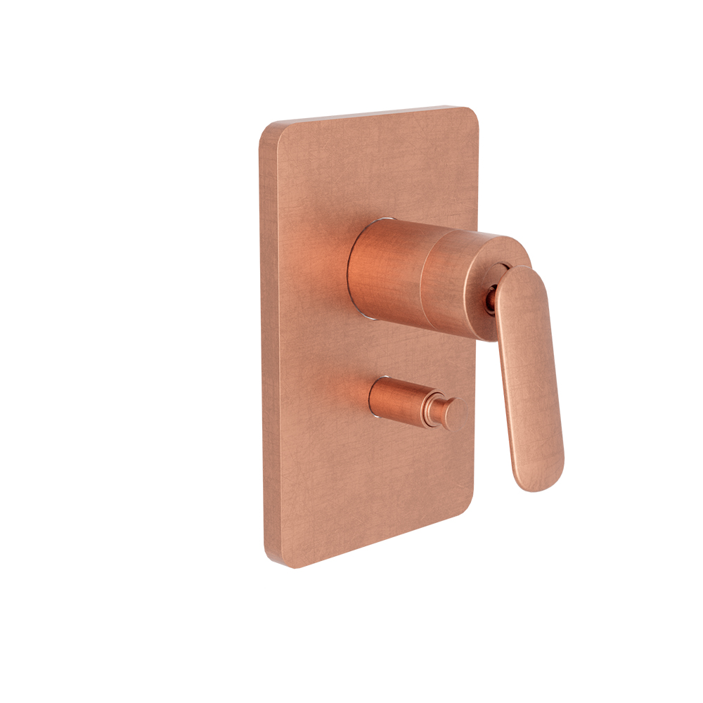 FACADE DOUCHE ENCASTREE MITIGEUR 2 SORTIES OR ROSE BROSSÉ