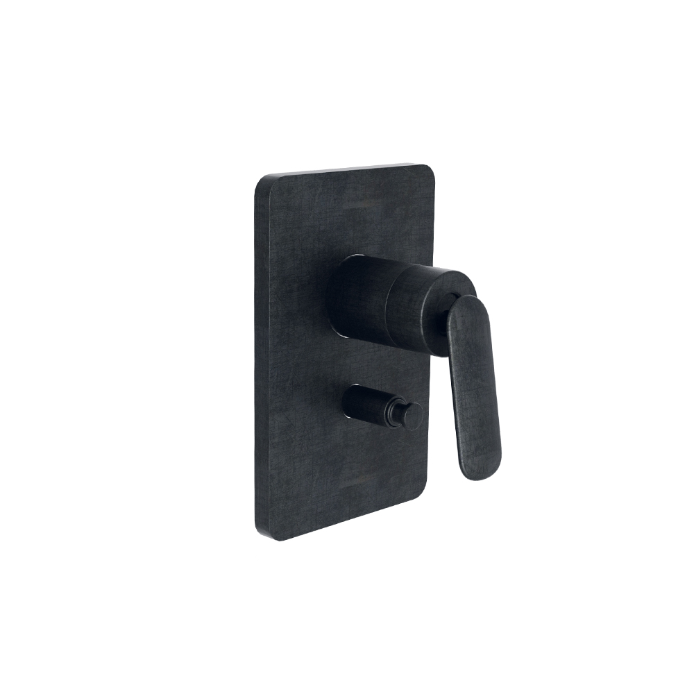 FACADE DOUCHE ENCASTREE MITIGEUR 2 SORTIES CHROMÉ NOIR BROSSÉ