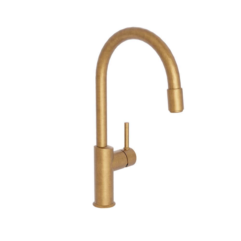 EVIER CUCINA BEC HAUT AERATEUR AMOVIBLE OR BROSSÉ