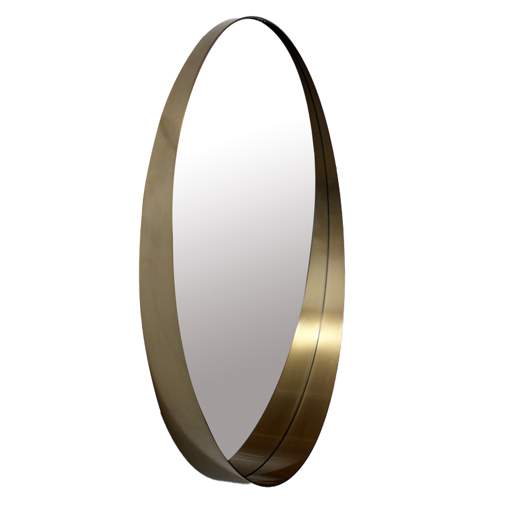 MIROIR ROND AVEC CADRE LAITON BROSSÉ