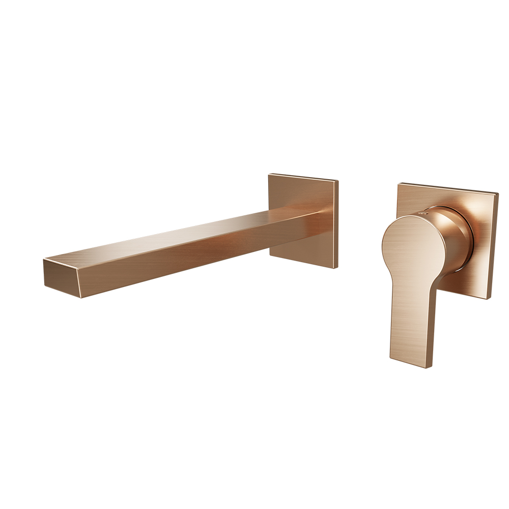 LAVABO MURAL OMEGA AVEC COLLECTEUR ET VIDAGE OR ROSE BROSSE