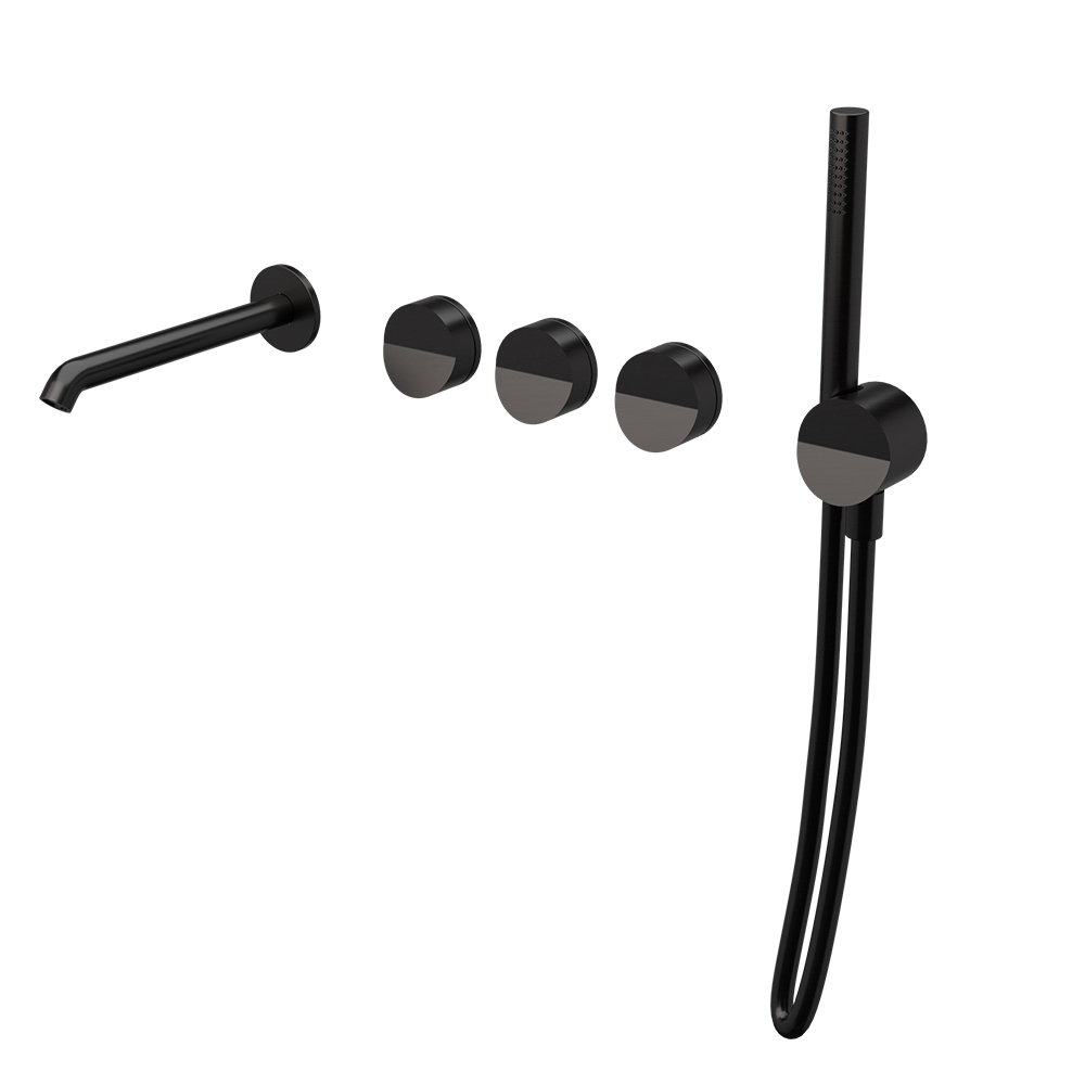 MITIGEUR BAIN DOUCHE 2 SORTIES BEC ET DOUCHETTE PIEGA CHROME NOIR BRO