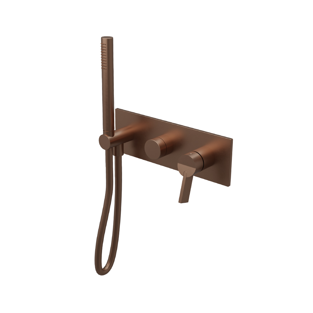 FACADE MITIGEUR BAIN DOUCHE 2 SORTIES PIEGA OR ROSE BROSSE PVD