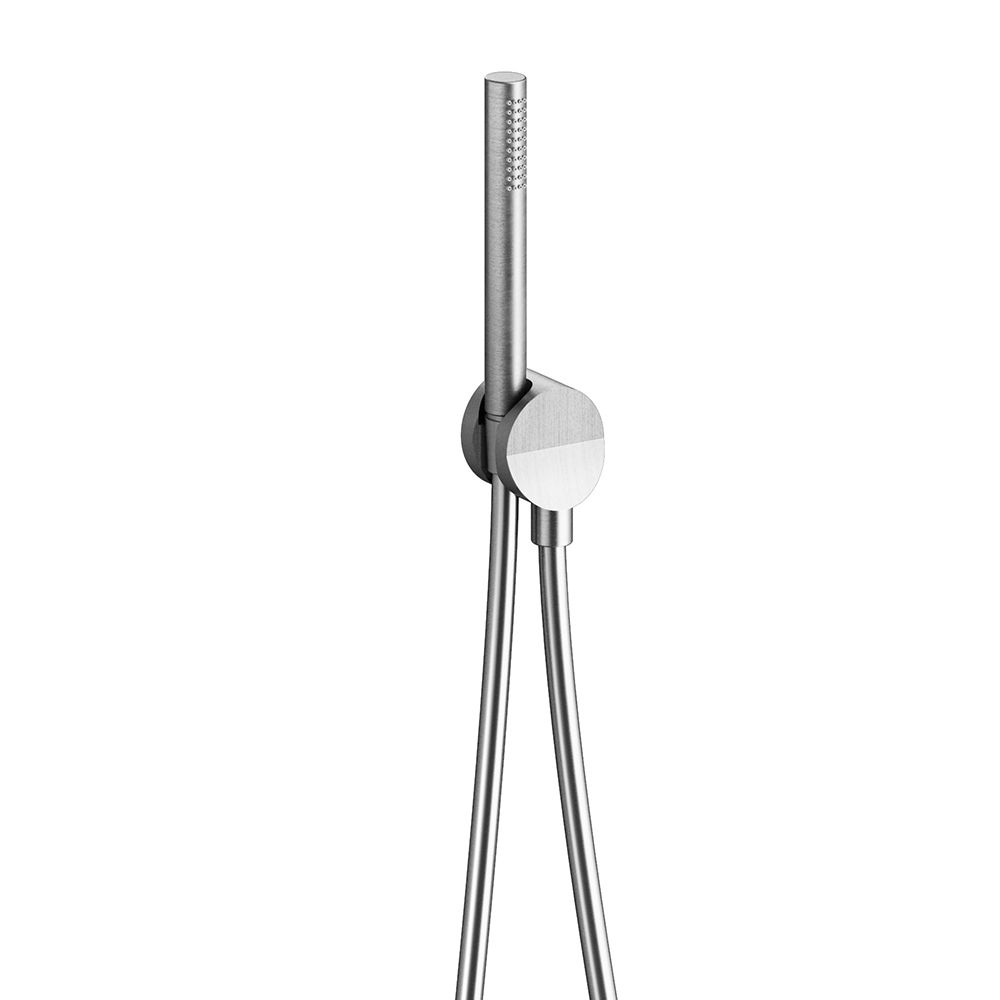 ENSEMBLE APPLIQUE PRISE D'EAU DOUCHETTE FLEXIBLE PIEGA INOX BROSSÉ