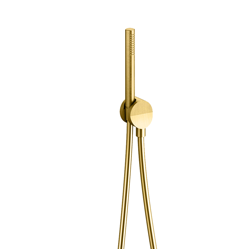 ENSEMBLE APPLIQUE PRISE D'EAU DOUCHETTE FLEXIBLE PIEGA INOX OR BROSSÉ