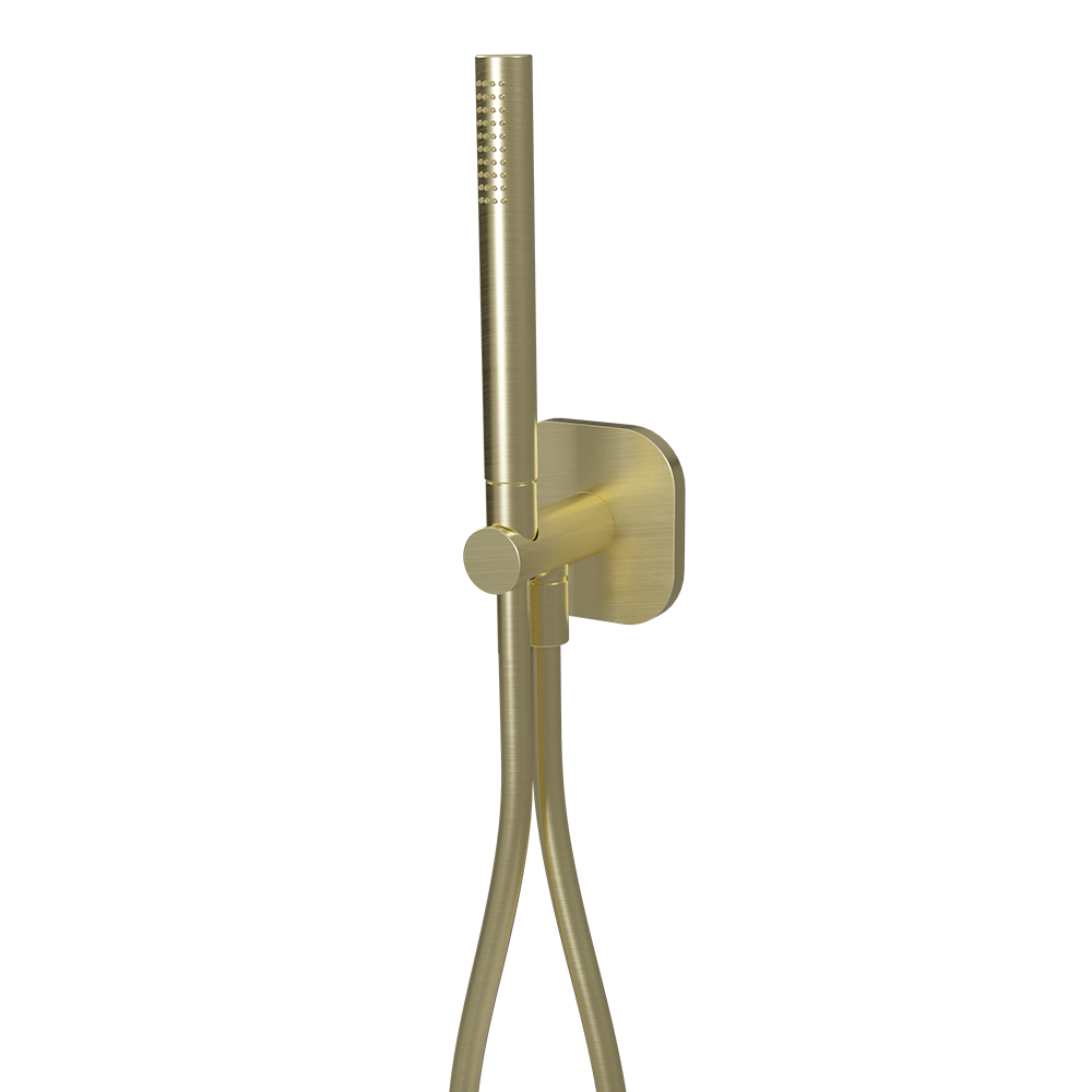 ENSEMBLE APPLIQUE PRISE D'EAU ROND PLAQUE XXL OR BROSSE