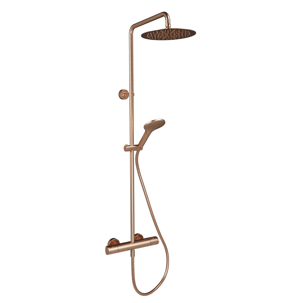 COLONNE DE DOUCHE ORIENTABLE THERMOSTATIQUE OR ROSE BROSSE
