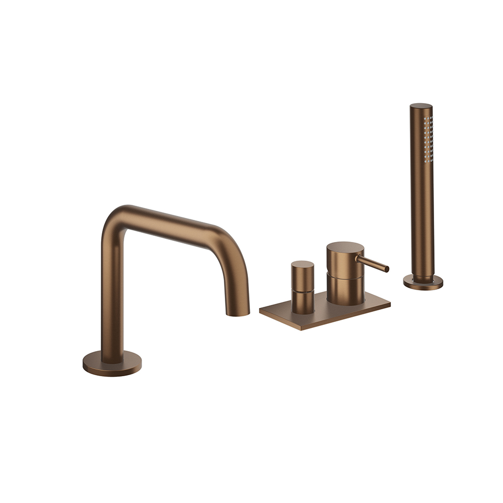 MITIGEUR BAIN-DOUCHE 4 TROUS SUR GORGE OR ROSE BROSSE PHI