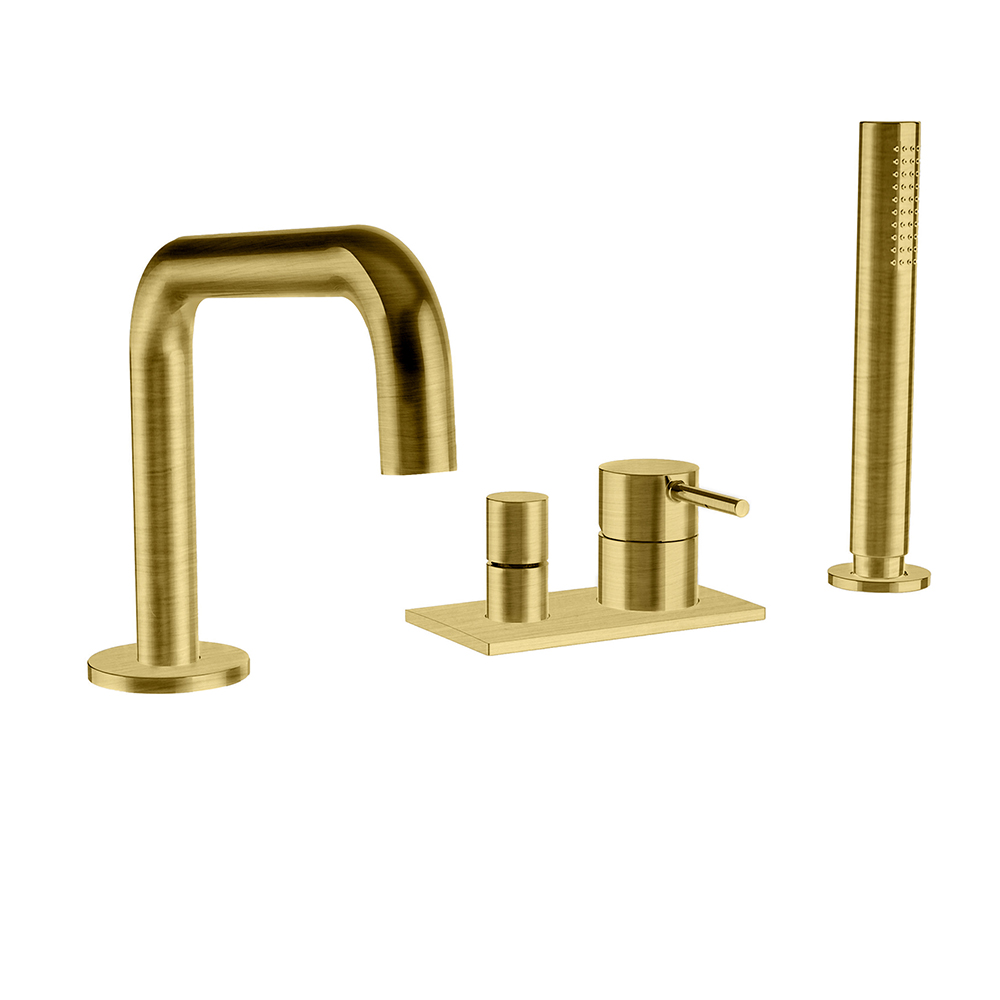 MITIGEUR BAIN-DOUCHE 4 TROUS SUR GORGE OR BROSSE PHI