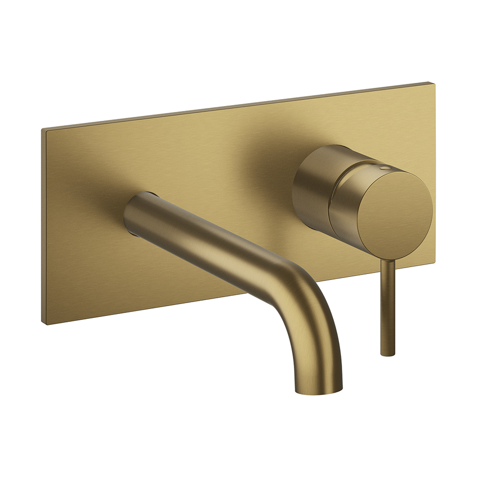 FACADE MITIGEUR LAVABO BEC 225 MM PHI OR BROSSE