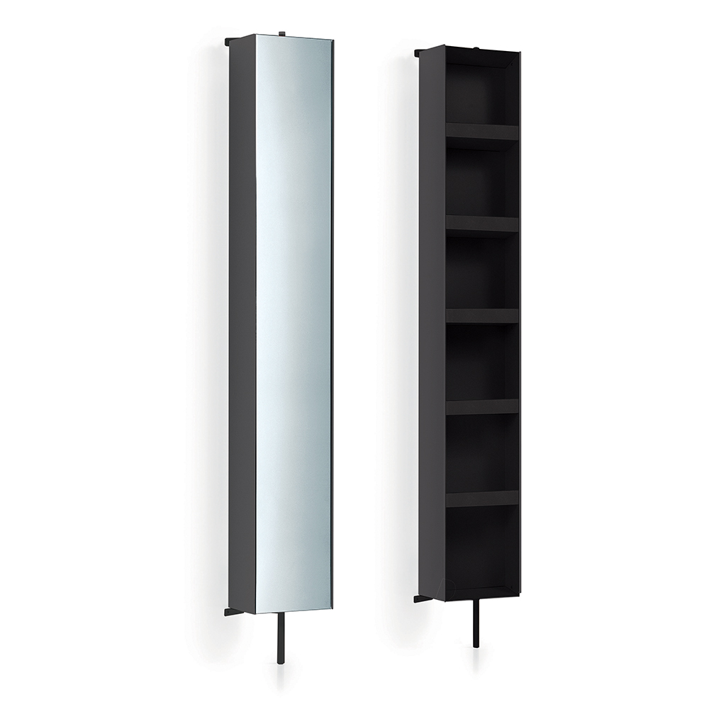 ARMOIRE COLONNE PIVOTANTE BLACKMAT + MIROIR+6 ETAGERES