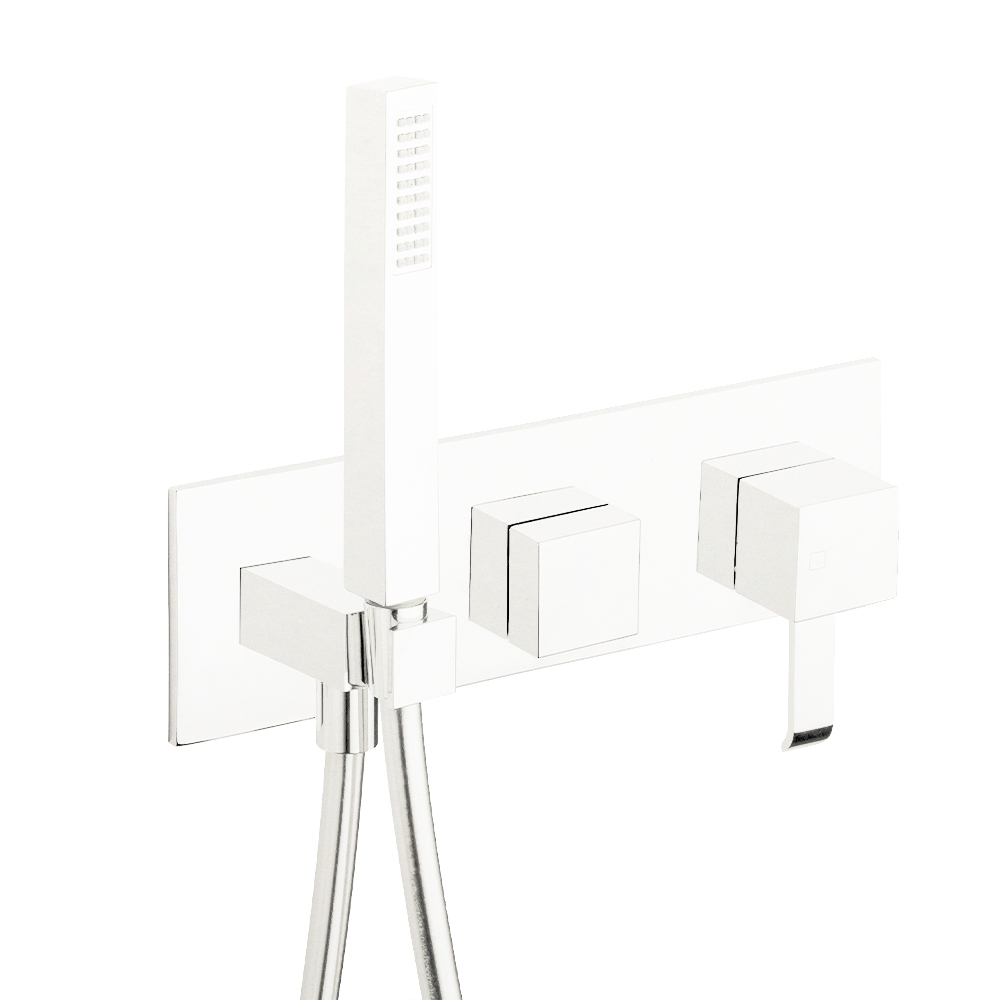 #FACADE EXTERNE QUADRI DOUCHE MURALE 3 SORTIES SANS MECANISME BLANC