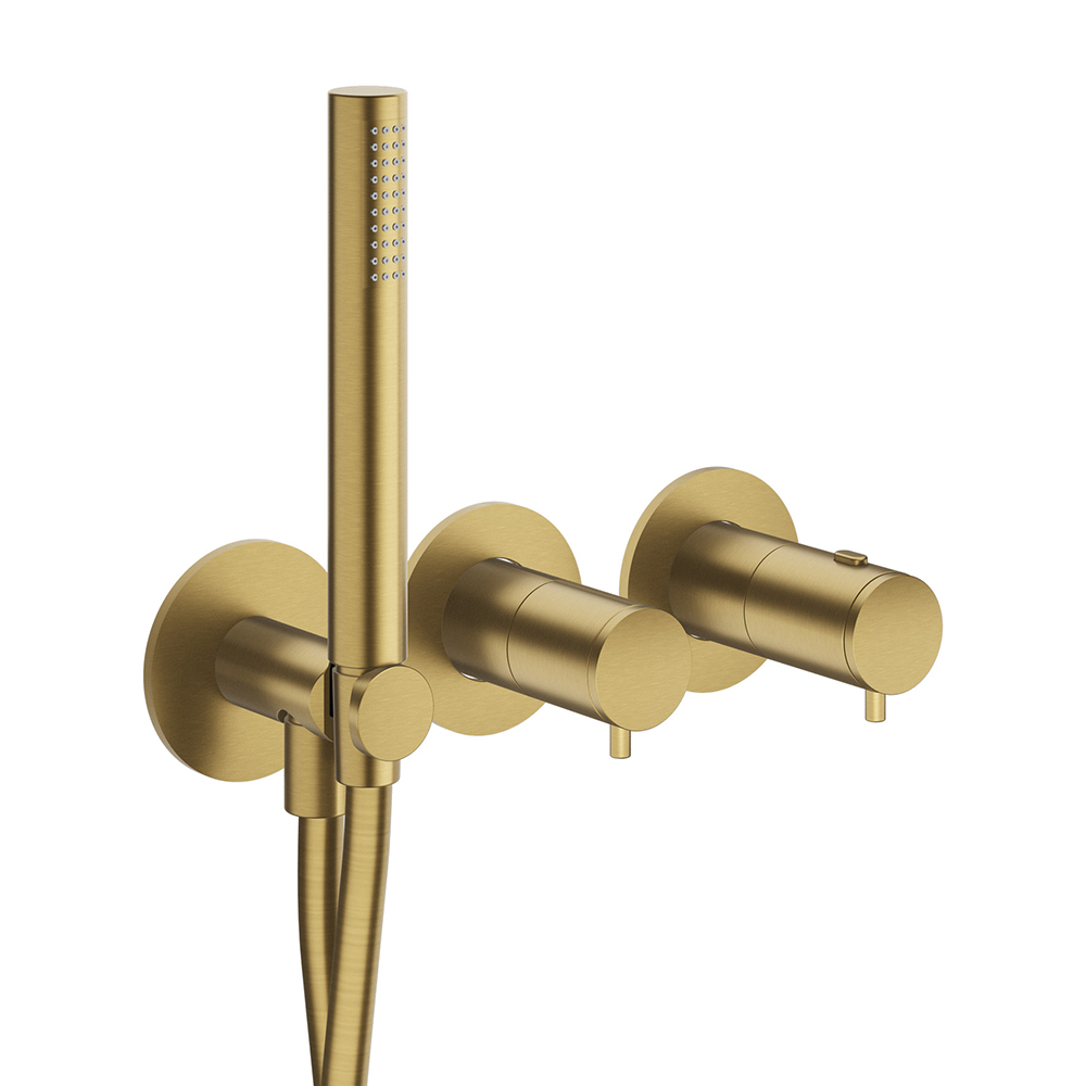 FACADE DOUCHE BAIN DOUCHE THERMOSTATIQUE 2 SORTIES OR BROSSE