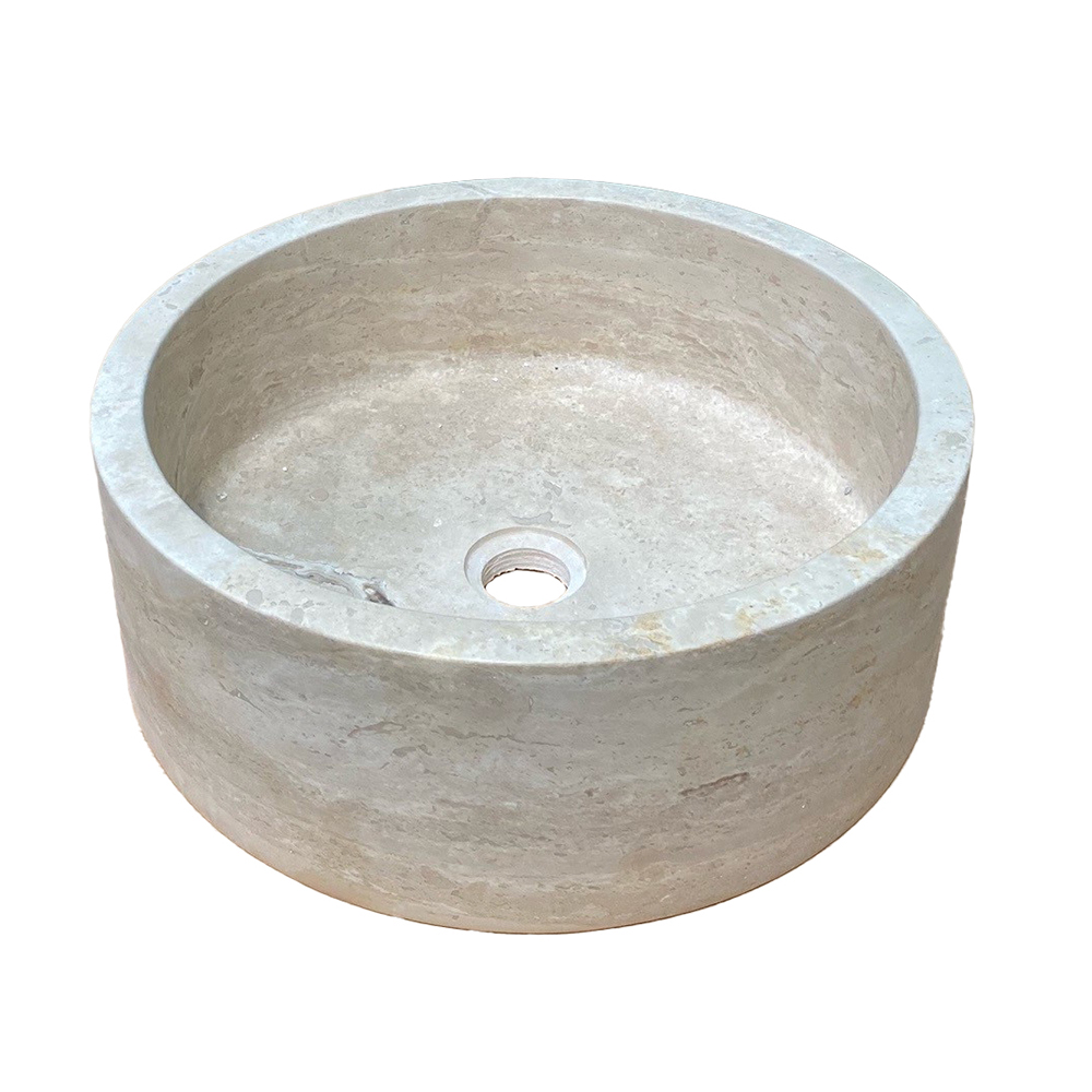 VASQUE EN PIERRE BOL À POSER SABLE Ø 450MM