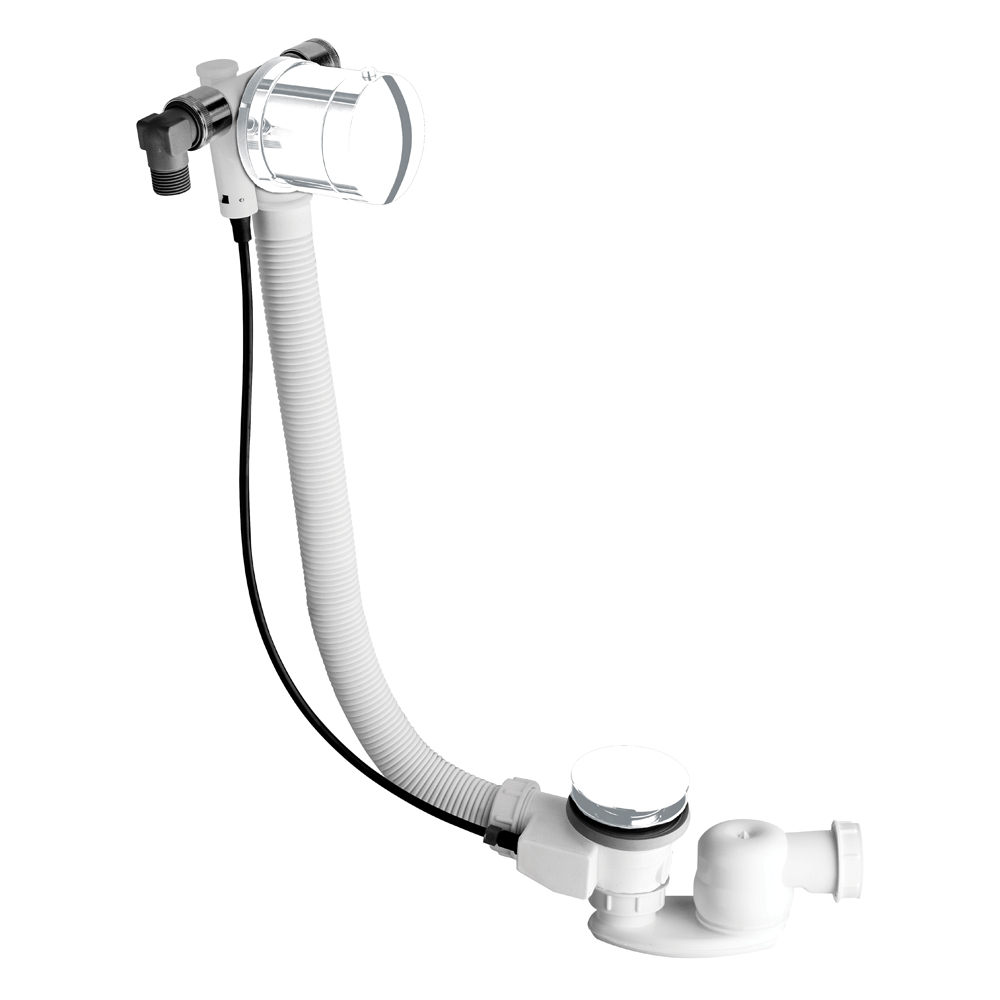$VIDAGE REMPLISSAGE BAIGNOIRE PAR TROP PLEIN LAITON 58 CM BLANC MAT