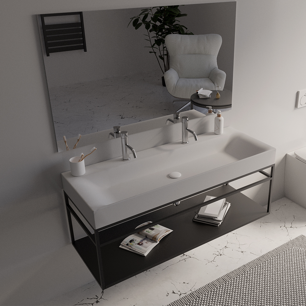 LAVABO CERAMIQUE CENTO A POSER OU A SUSPENDRE 120-45 CM 2 TROUS