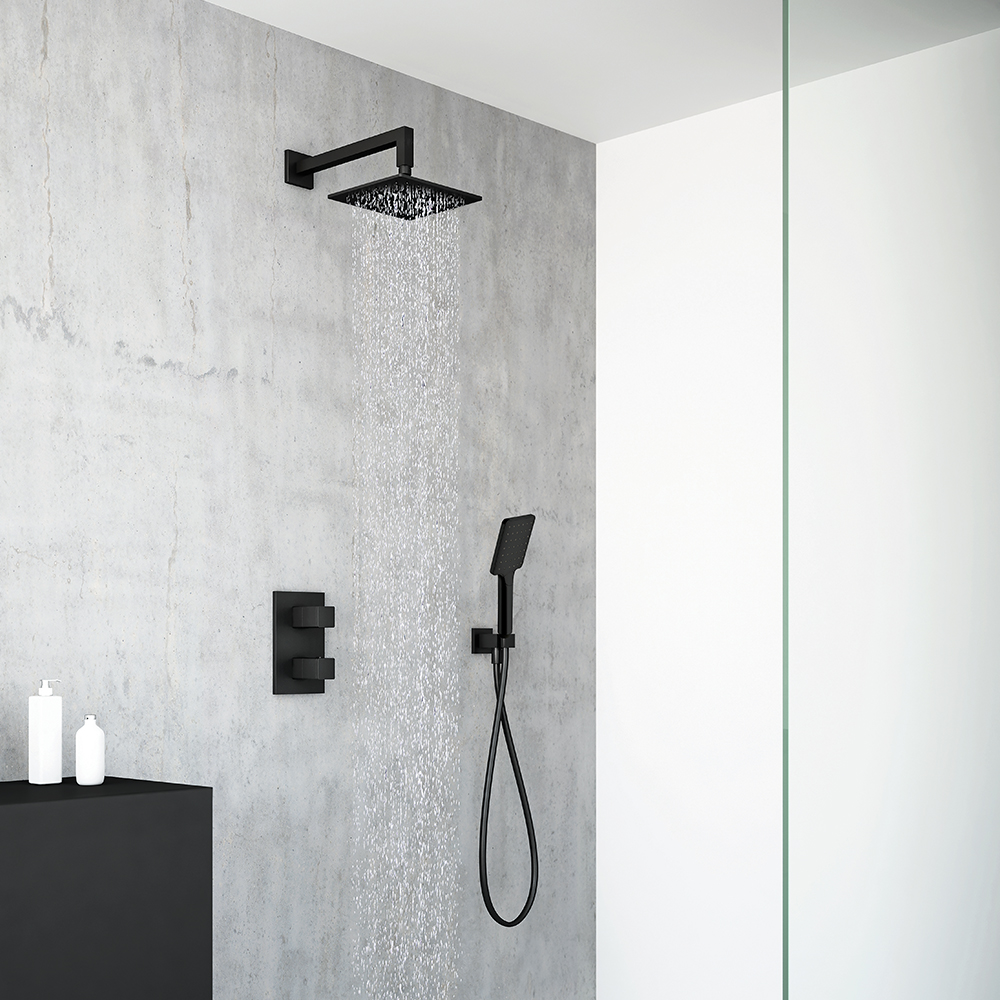 PACK ENCASTRE DOUCHE THERMOSTATIQUE QUADRI CLASSIQUE NOIR
