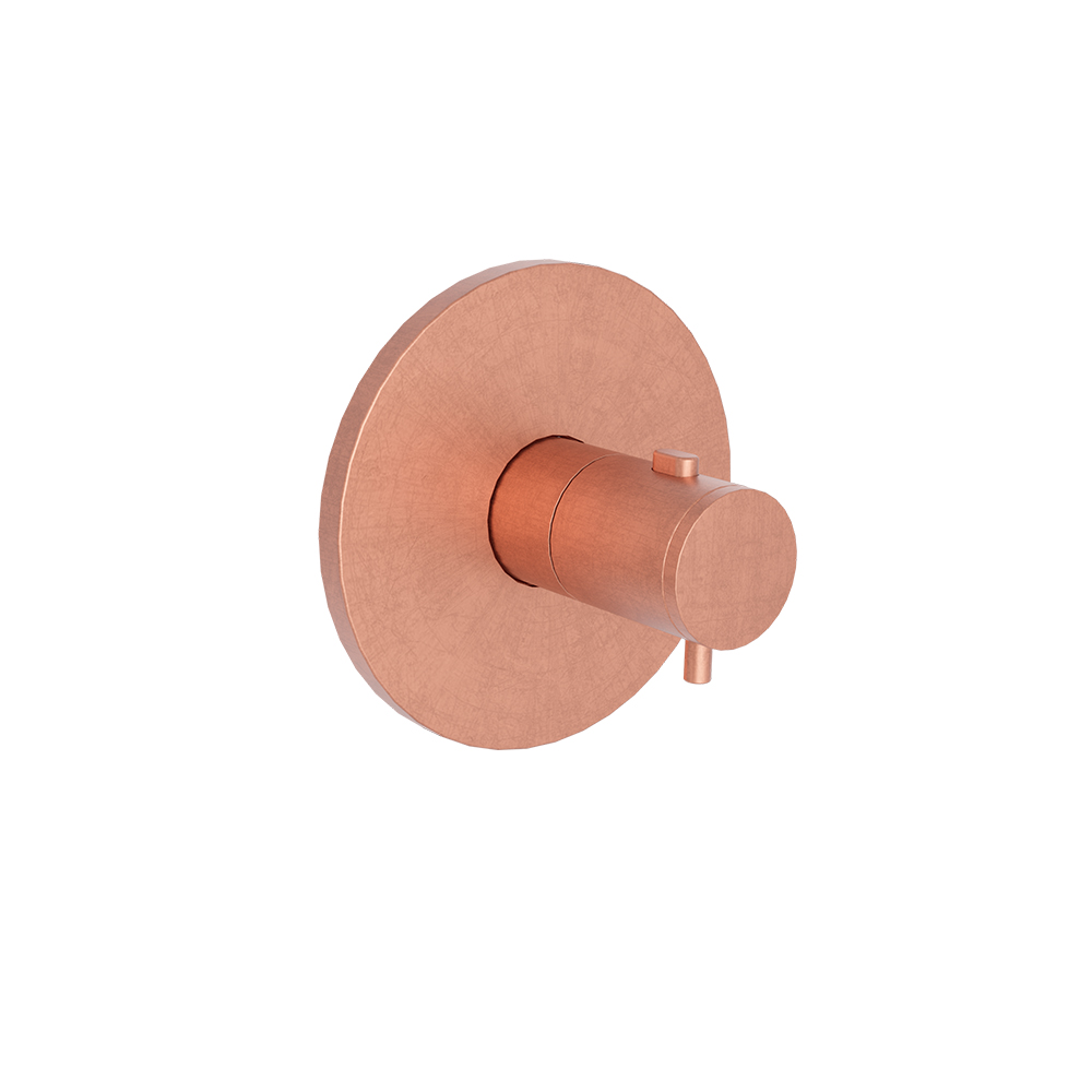 FACADE EXTERNE TRIVERDE PLAQUES RONDES THERMOSTATIQUE OR ROSE BROSSE