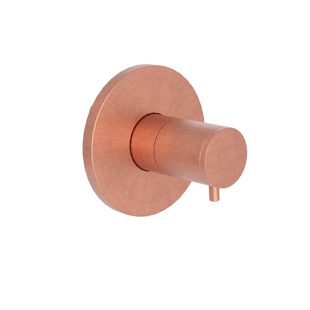 FACADE EXTERNE RONDE TRIVERDE POUR ROBINET D'ARRET OR ROSE BROSSE