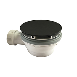 BONDE DE DOUCHE HAUTEUR 64 MM COUVERCLE EXTRA PLAT BLACK MAT