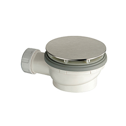 BONDE DE DOUCHE HAUTEUR 64 MM COUVERCLE EXTRA PLAT INOX