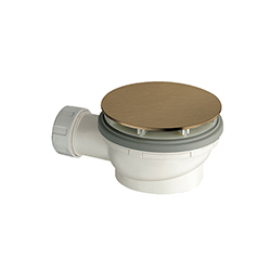 BONDE DE DOUCHE HAUTEUR 64 MM COUVERCLE EXTRA PLAT OR ROSE BROSSE PVD