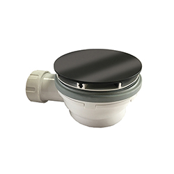 BONDE DE DOUCHE HAUTEUR 64 MM COUVERCLE EXTRA PLAT CHROME NOIR