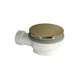 BONDE DE DOUCHE HAUTEUR 64 MM COUVERCLE EXTRA PLAT OR BROSSE PVD