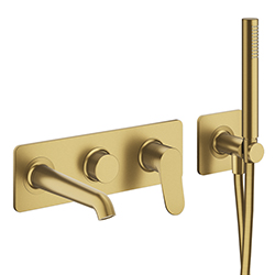 FACADE ENCASTRÉE BAIN DOUCHE 2 SORTIES OR BROSSE