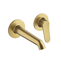 LAVABO MURAL BOTTE 2 TROUS BEC 18 CM OR BROSSE