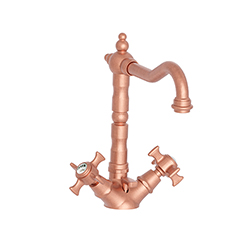 LAVABO CHAMBORD BEC POTENCE MOBILE OR ROSE BROSSE +VIDAGE PVD
