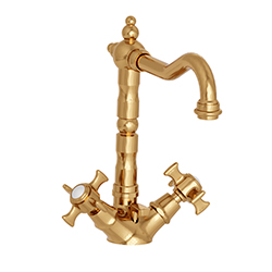LAVABO CHAMBORD BEC POTENCE MOBILE DORE PVD + VIDAGE