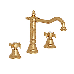 LAVABO CHAMBORD 3 TROUS BEC POTENCE DORÉ + VIDAGE