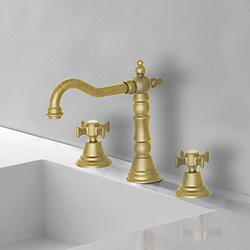 LAVABO CHAMBORD 3 TROUS BEC POTENCE VIEUX BRONZE +VIDAGE