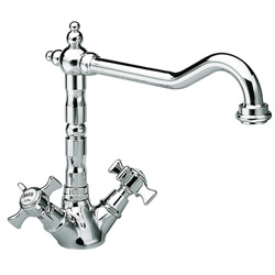 EVIER CHAMBORD RETRO BEC POTENCE MOBILE CHROME